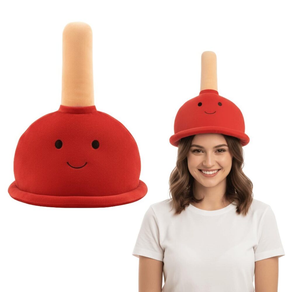 2512 Funny Red Toilet Plunger Hat – Hilarious Novelty Costume Accessory